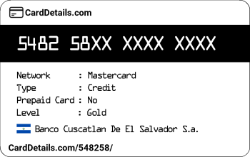 Card Details: 548258