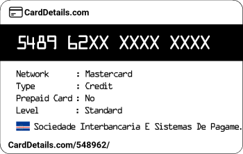 Card Details: 548962