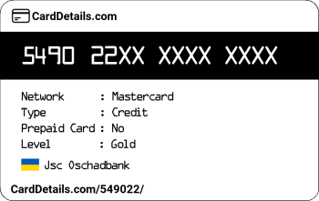 Card Details: 549022