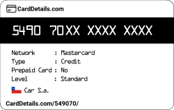 Card Details: 549070