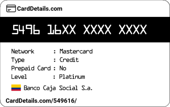 Card Details: 549616
