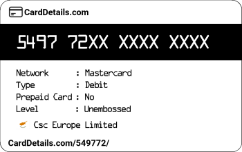 Card Details: 549772
