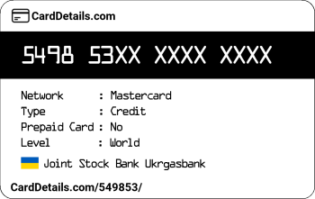 Card Details: 549853