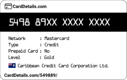 Card Details: 549889
