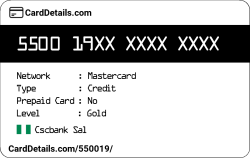 Card Details: 550019