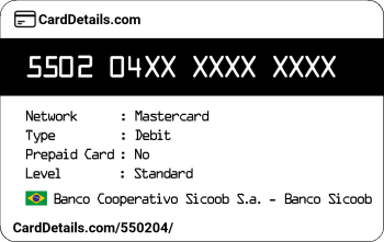 Card Details: 550204