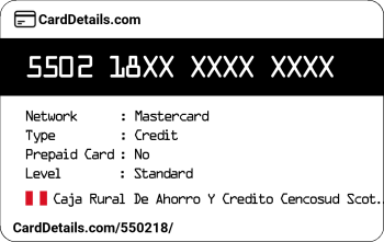 Card Details: 550218