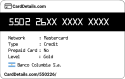 Card Details: 550226