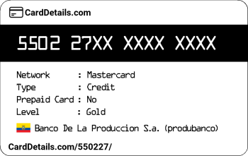 Card Details: 550227