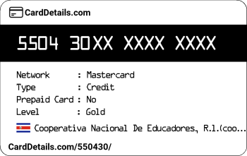 Card Details: 550430