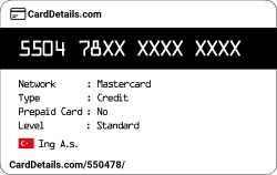 Card Details: 550478