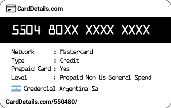 Card Details: 550480