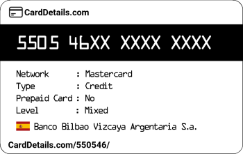 Card Details: 550546