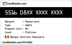 Card Details: 551608