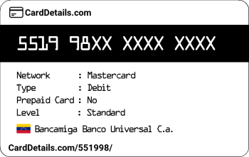 Card Details: 551998