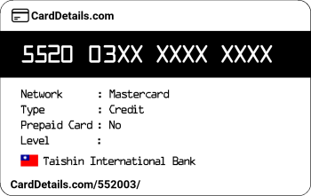 Card Details: 552003