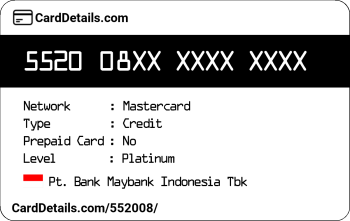 Card Details: 552008