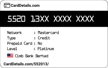 Card Details: 552013