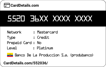 Card Details: 552036