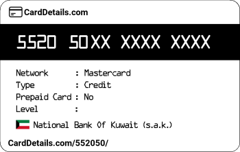 Card Details: 552050