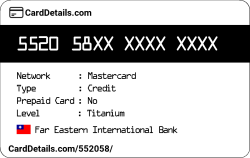 Card Details: 552058