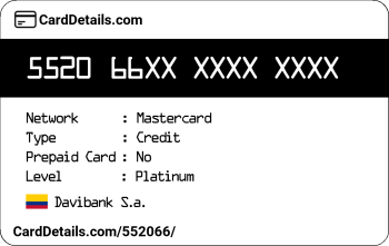 Card Details: 552066