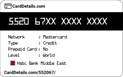 Card Details: 552067