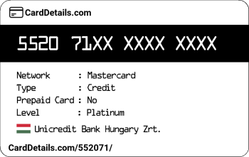 Card Details: 552071