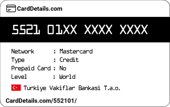 Card Details: 552101