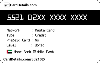 Card Details: 552102