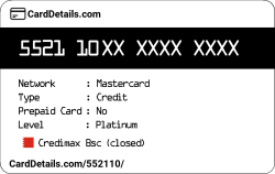 Card Details: 552110