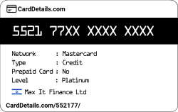 Card Details: 552177
