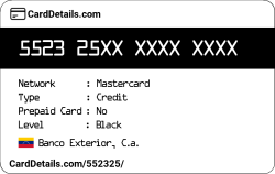 Card Details: 552325