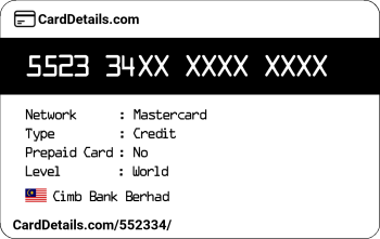 Card Details: 552334