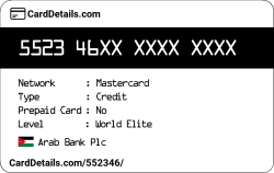 Card Details: 552346