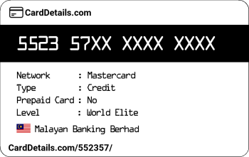 Card Details: 552357