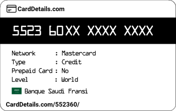 Card Details: 552360