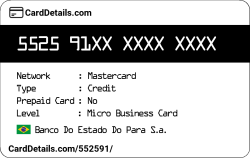 Card Details: 552591