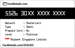 Card Details: 552630