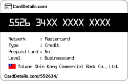 Card Details: 552634