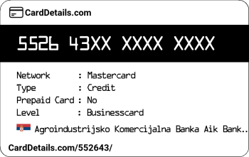 Card Details: 552643