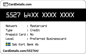 Card Details: 552764