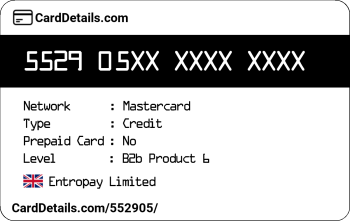 Card Details: 552905