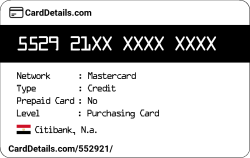 Card Details: 552921