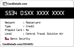 Card Details: 553405