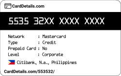 Card Details: 553532