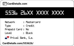 Card Details: 553626