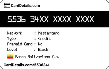 Card Details: 553634