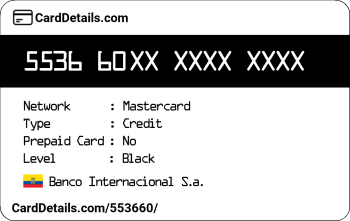 Card Details: 553660