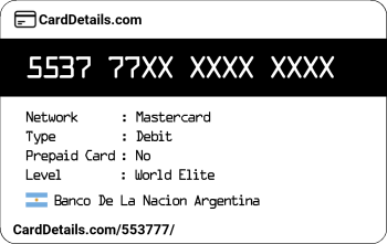 Card Details: 553777